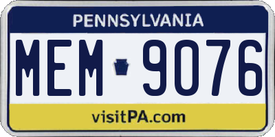 PA license plate MEM9076