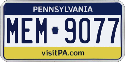 PA license plate MEM9077