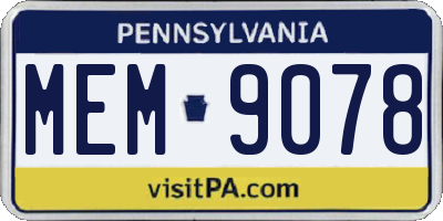 PA license plate MEM9078