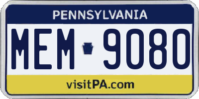 PA license plate MEM9080