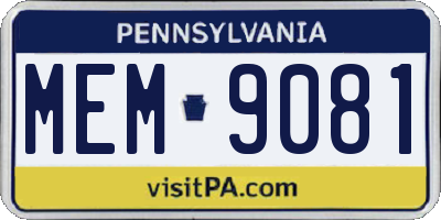 PA license plate MEM9081