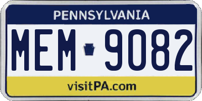 PA license plate MEM9082