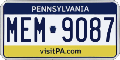 PA license plate MEM9087