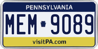 PA license plate MEM9089