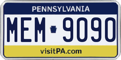 PA license plate MEM9090