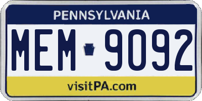 PA license plate MEM9092