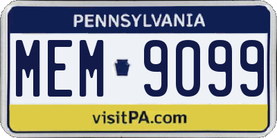 PA license plate MEM9099