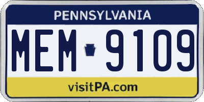 PA license plate MEM9109