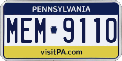 PA license plate MEM9110
