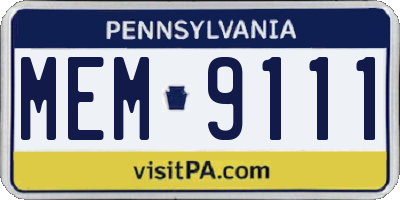PA license plate MEM9111