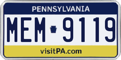 PA license plate MEM9119