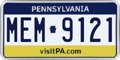PA license plate MEM9121
