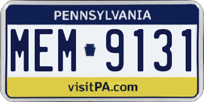 PA license plate MEM9131