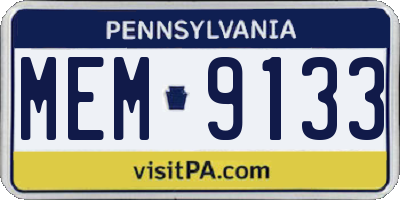 PA license plate MEM9133