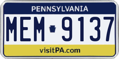 PA license plate MEM9137