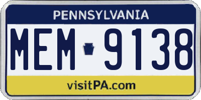 PA license plate MEM9138