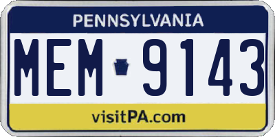 PA license plate MEM9143