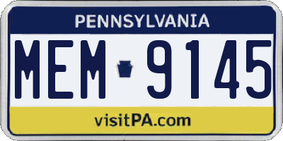 PA license plate MEM9145