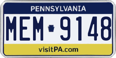 PA license plate MEM9148