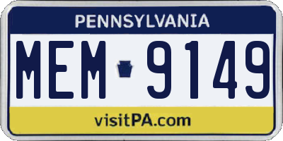 PA license plate MEM9149