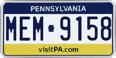 PA license plate MEM9158