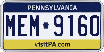 PA license plate MEM9160