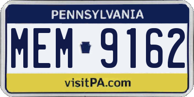 PA license plate MEM9162