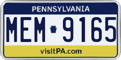 PA license plate MEM9165