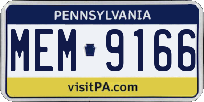 PA license plate MEM9166