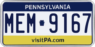PA license plate MEM9167