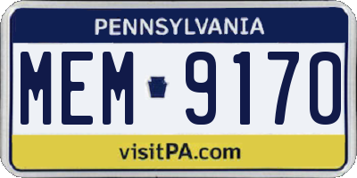 PA license plate MEM9170