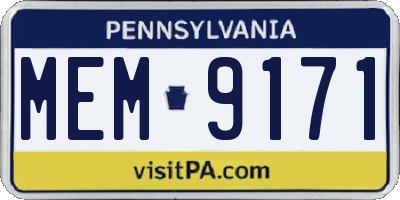 PA license plate MEM9171