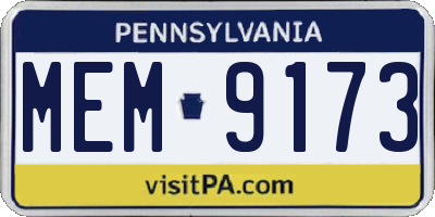 PA license plate MEM9173
