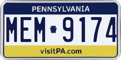 PA license plate MEM9174