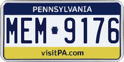 PA license plate MEM9176