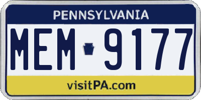 PA license plate MEM9177