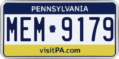 PA license plate MEM9179