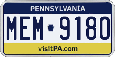 PA license plate MEM9180