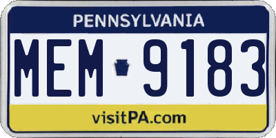 PA license plate MEM9183