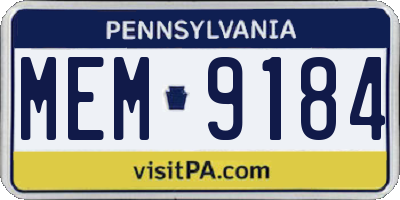 PA license plate MEM9184