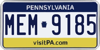 PA license plate MEM9185