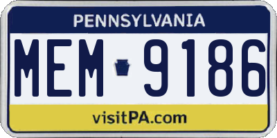 PA license plate MEM9186