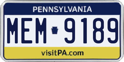 PA license plate MEM9189