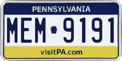 PA license plate MEM9191