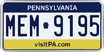 PA license plate MEM9195