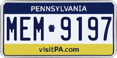 PA license plate MEM9197