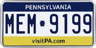 PA license plate MEM9199