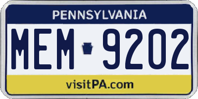 PA license plate MEM9202