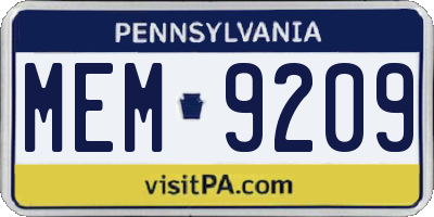 PA license plate MEM9209