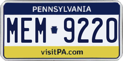 PA license plate MEM9220